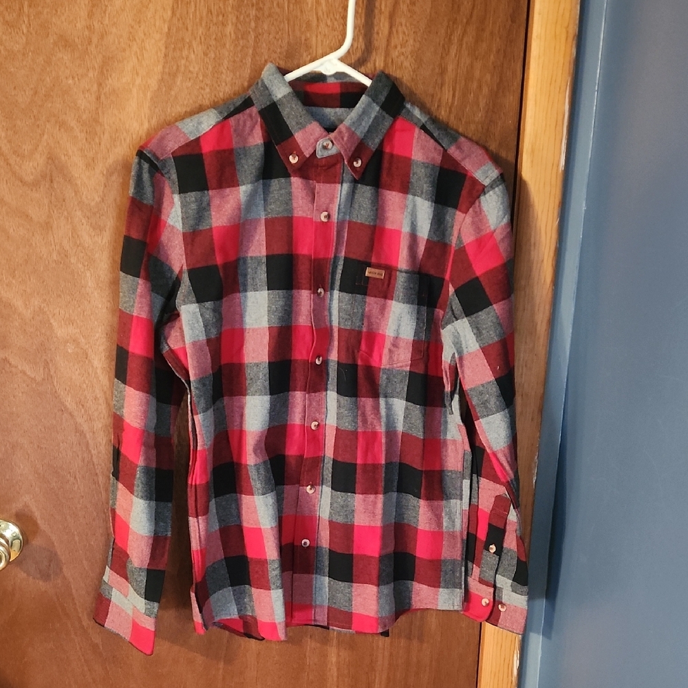 Lands' End Red and Black Checkered Flannel